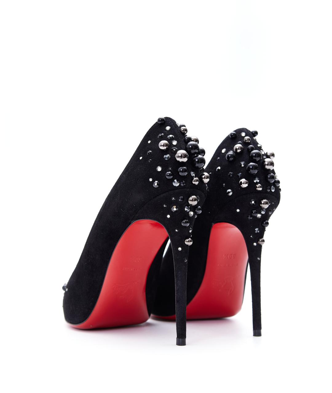 CHRISTIAN LOUBOUTIN Черные замшевые туфли, фото 4