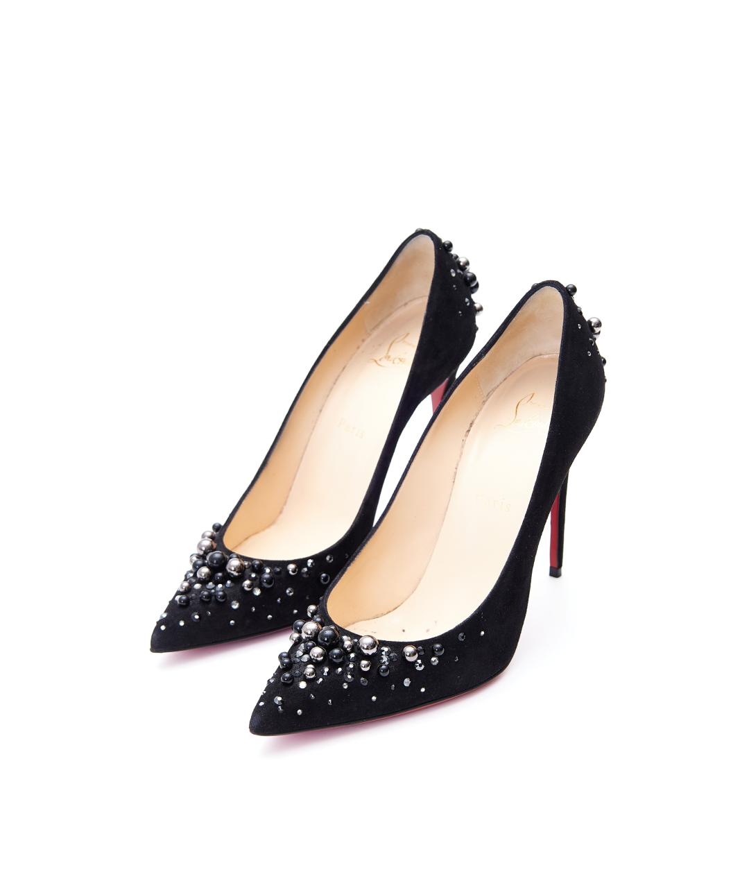 CHRISTIAN LOUBOUTIN Черные замшевые туфли, фото 6