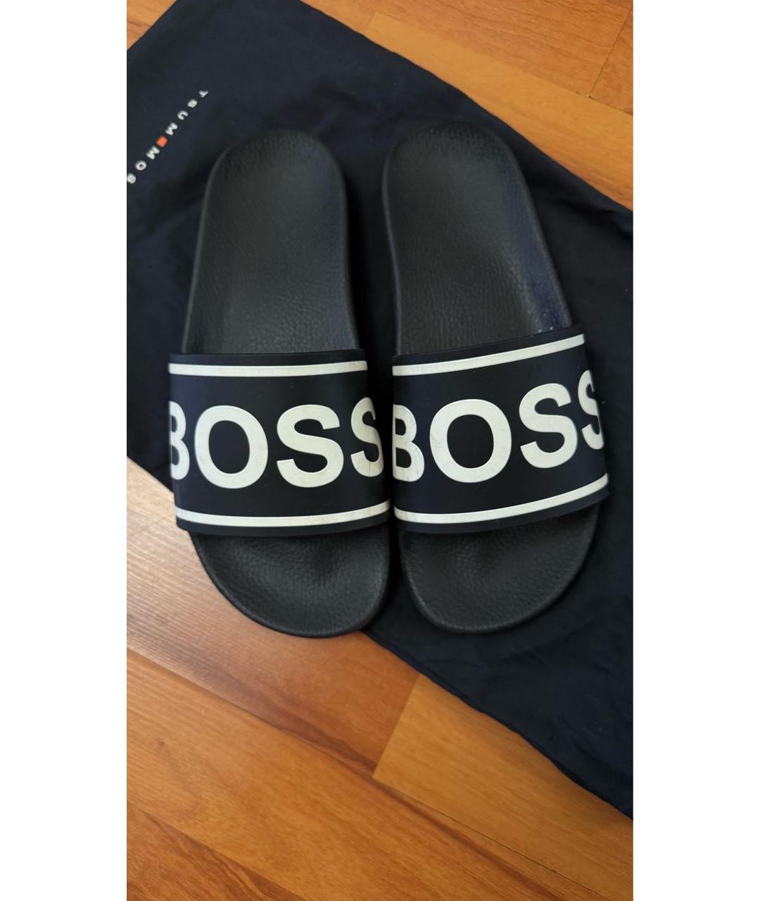 HUGO BOSS Черные резиновые шлепанцы, фото 2