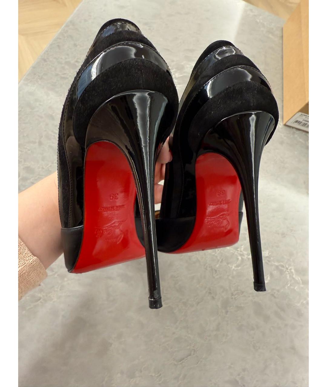 CHRISTIAN LOUBOUTIN Черные кожаные туфли, фото 3