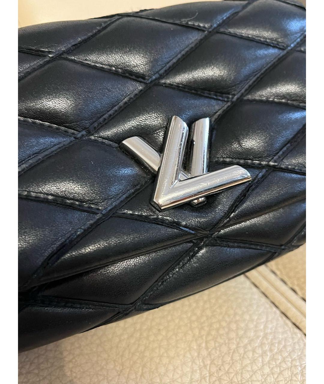 LOUIS VUITTON Черная кожаная сумка через плечо, фото 4