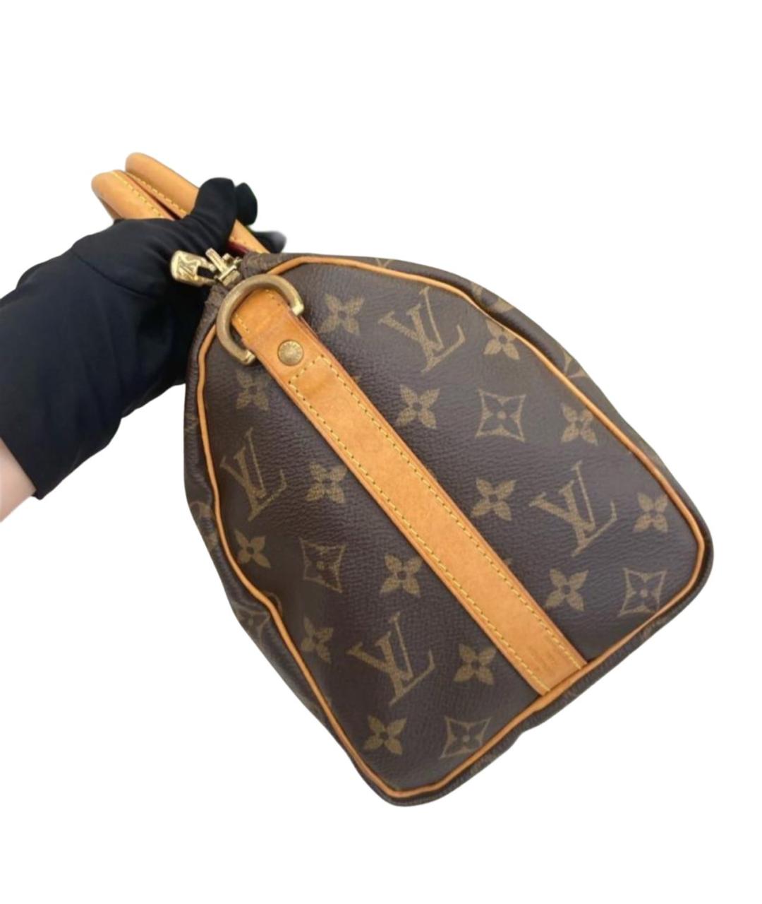 LOUIS VUITTON Коричневая кожаная сумка с короткими ручками, фото 3