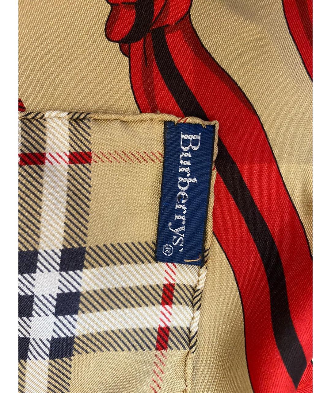 BURBERRY Горчичный шелковый платок, фото 2