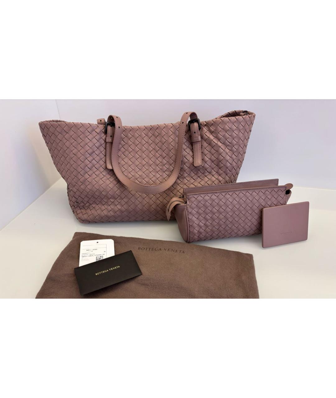 BOTTEGA VENETA Розовая кожаная сумка тоут, фото 7