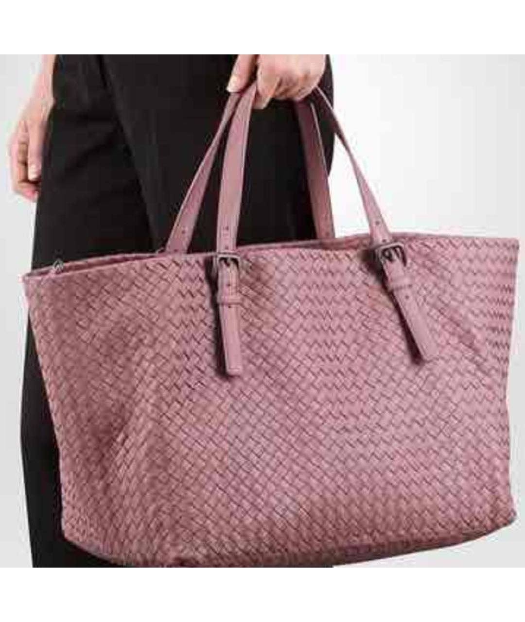 BOTTEGA VENETA Розовая кожаная сумка тоут, фото 6