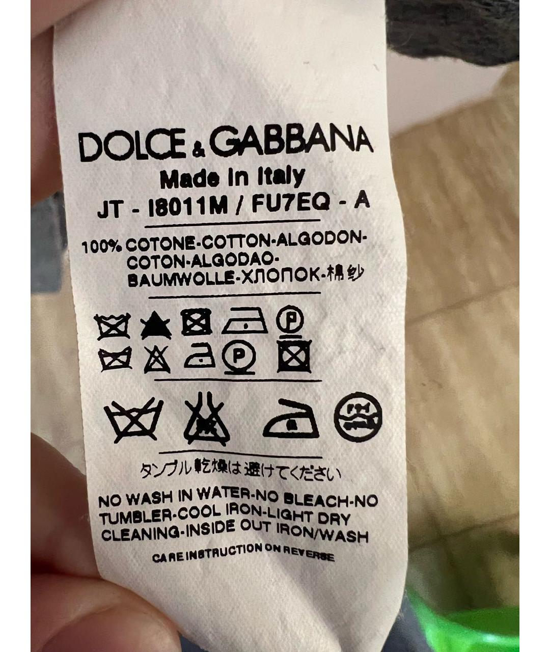 DOLCE&GABBANA Серая хлопковая футболка, фото 5