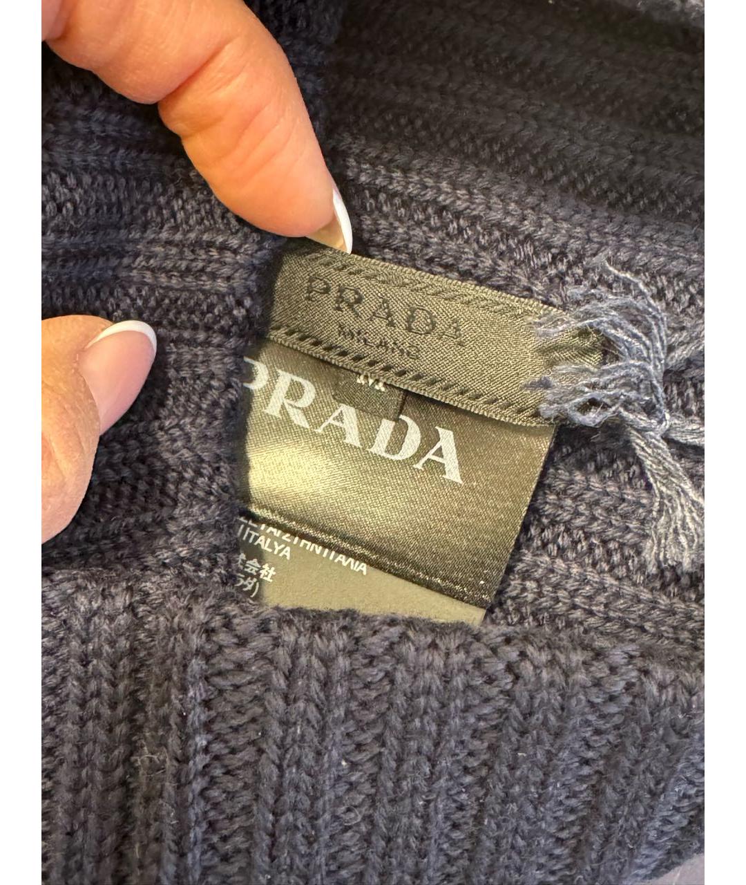 PRADA Темно-синяя шерстяная шапка, фото 3