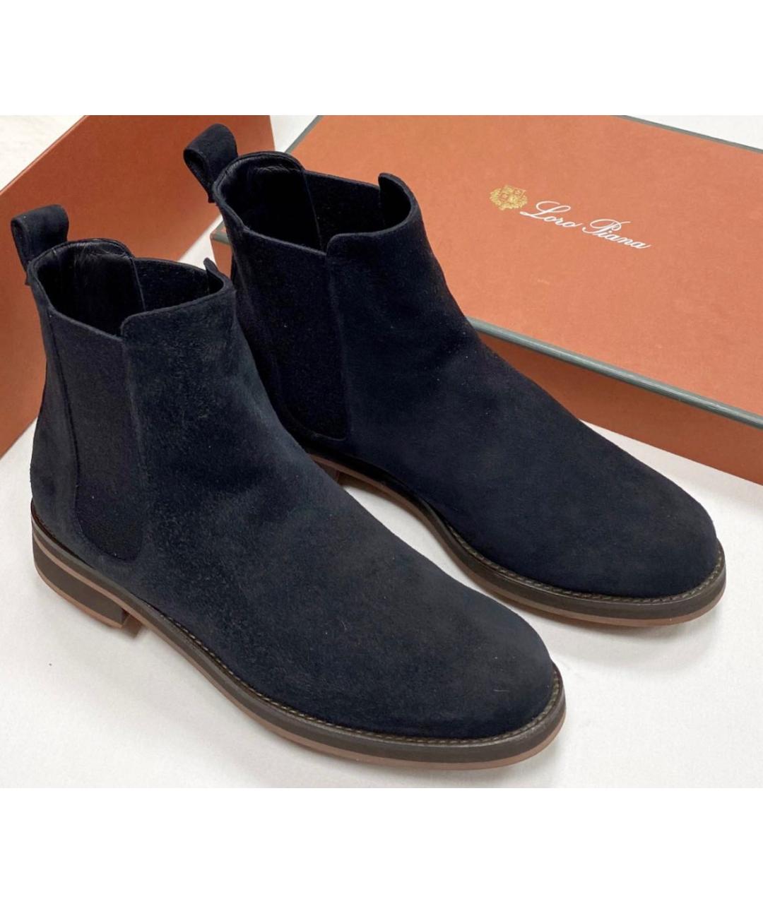 LORO PIANA Антрацитовые замшевые ботинки, фото 3