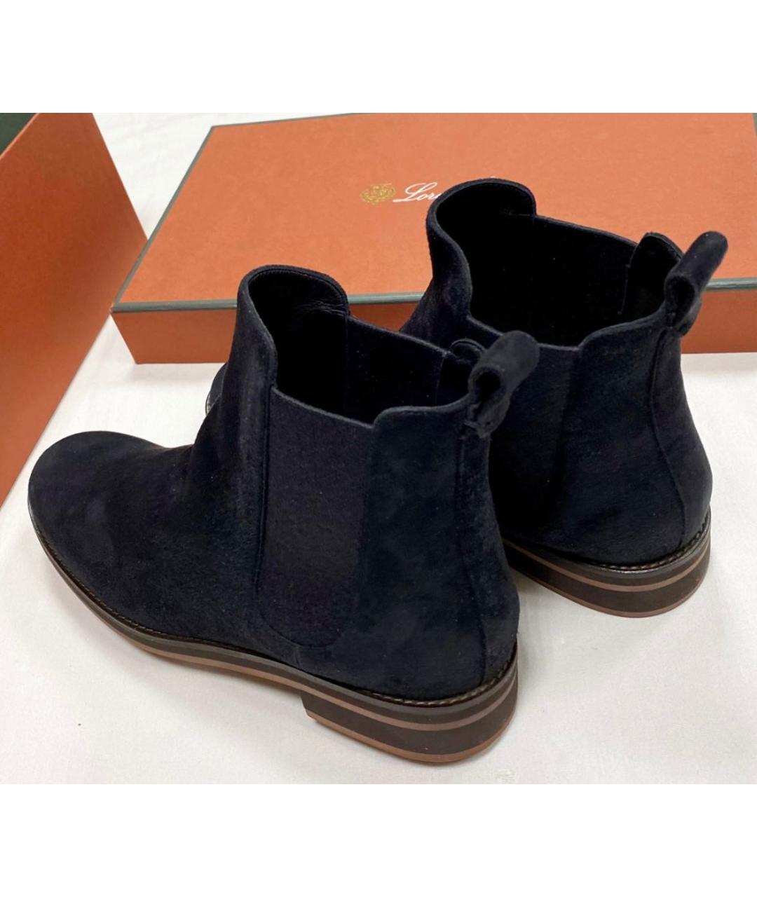 LORO PIANA Антрацитовые замшевые ботинки, фото 6