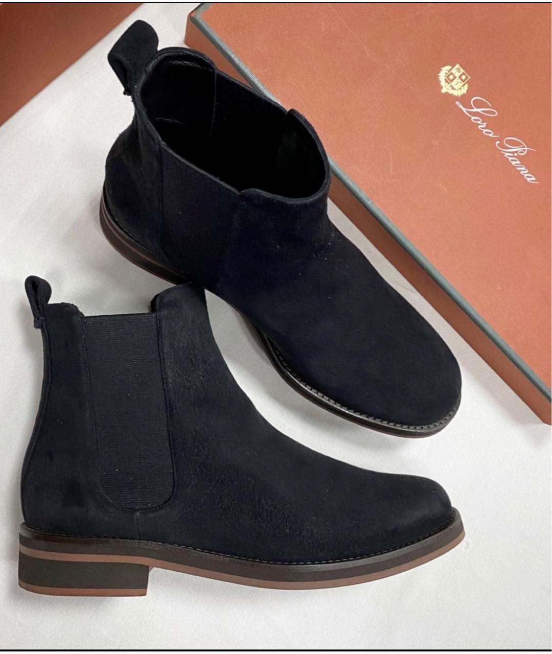 LORO PIANA Антрацитовые замшевые ботинки, фото 4