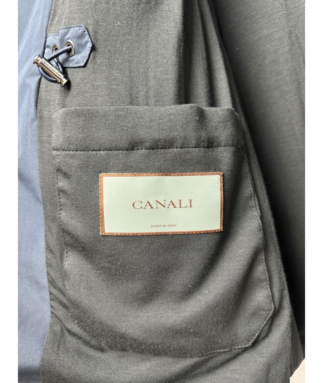 CANALI Темно-синяя полиэстеровая куртка, фото 7