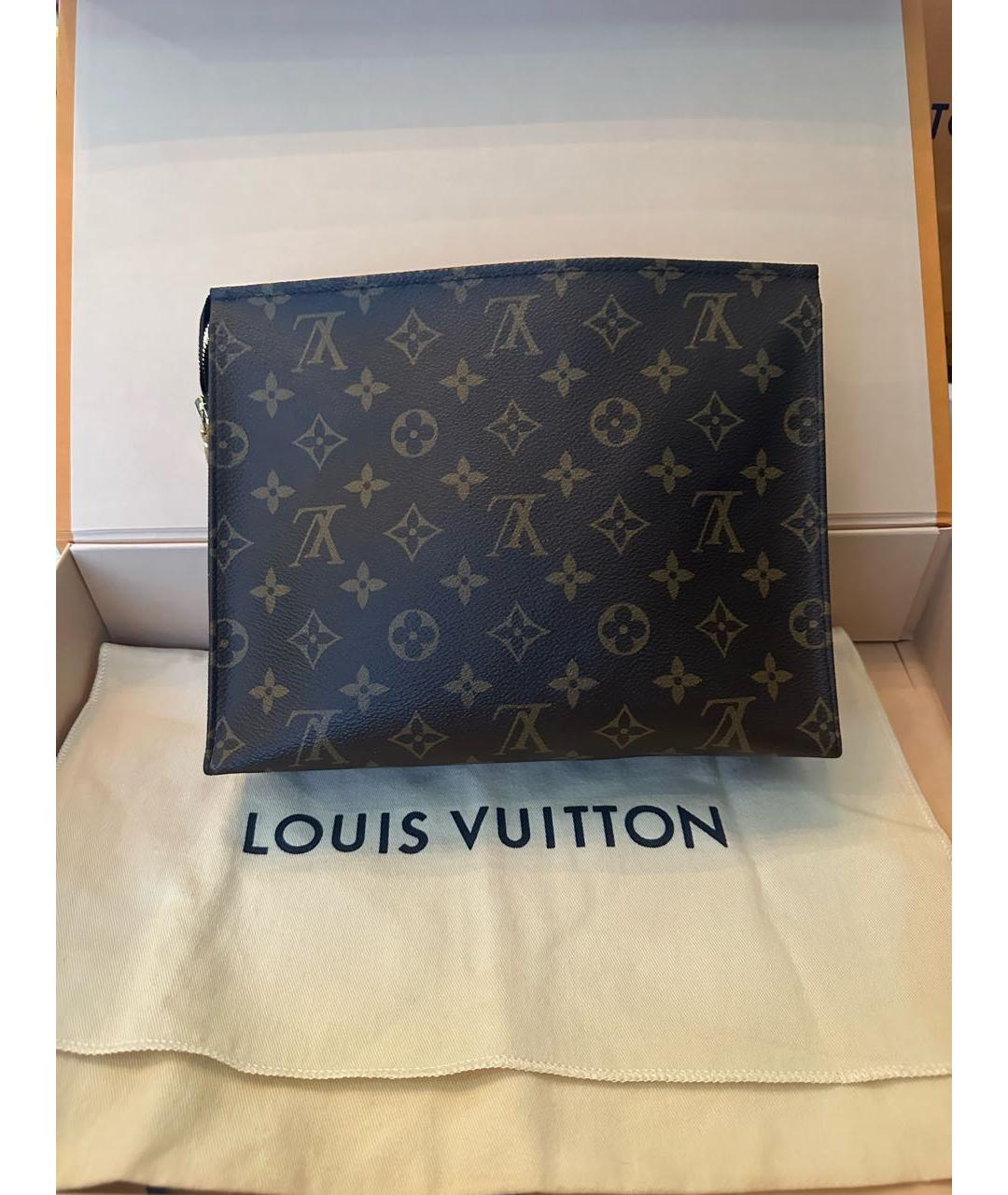 LOUIS VUITTON Коричневая кожаная косметичка, фото 2