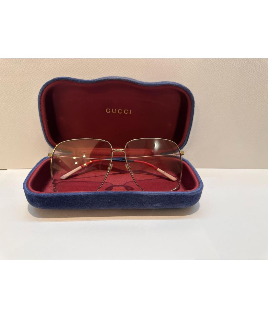 GUCCI EYEWEAR Розовые металлические солнцезащитные очки, фото 4