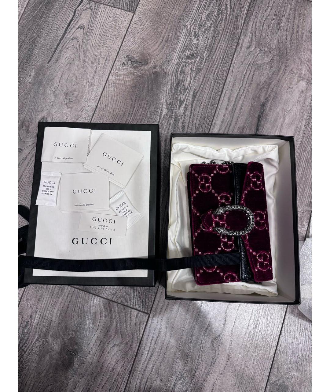 GUCCI Бордовая кожаная сумка через плечо, фото 5