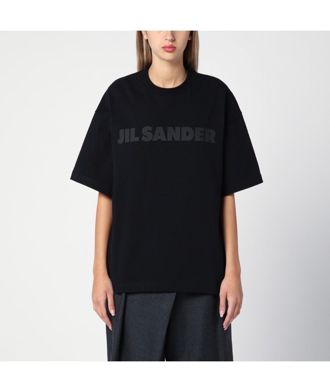 JIL SANDER Черная хлопковая футболка, фото 3