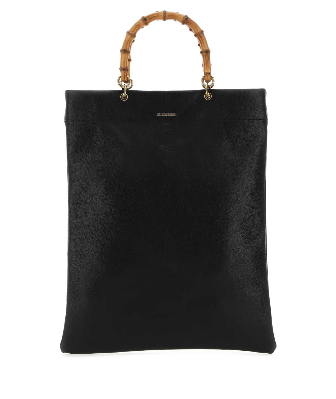 JIL SANDER Черная кожаная сумка тоут, фото 1