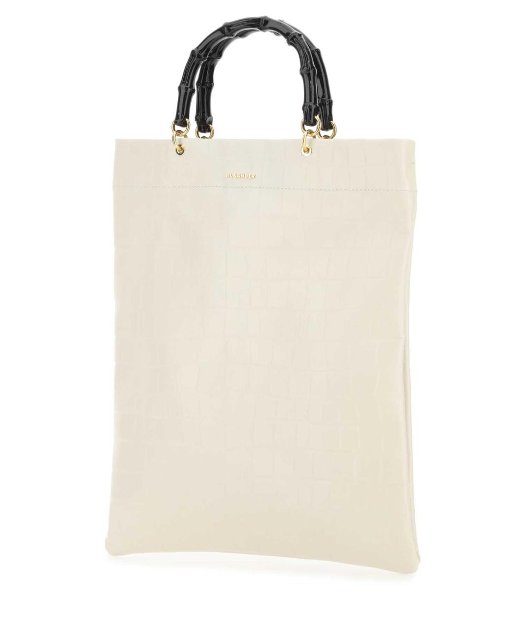 JIL SANDER Белая кожаная сумка тоут, фото 2