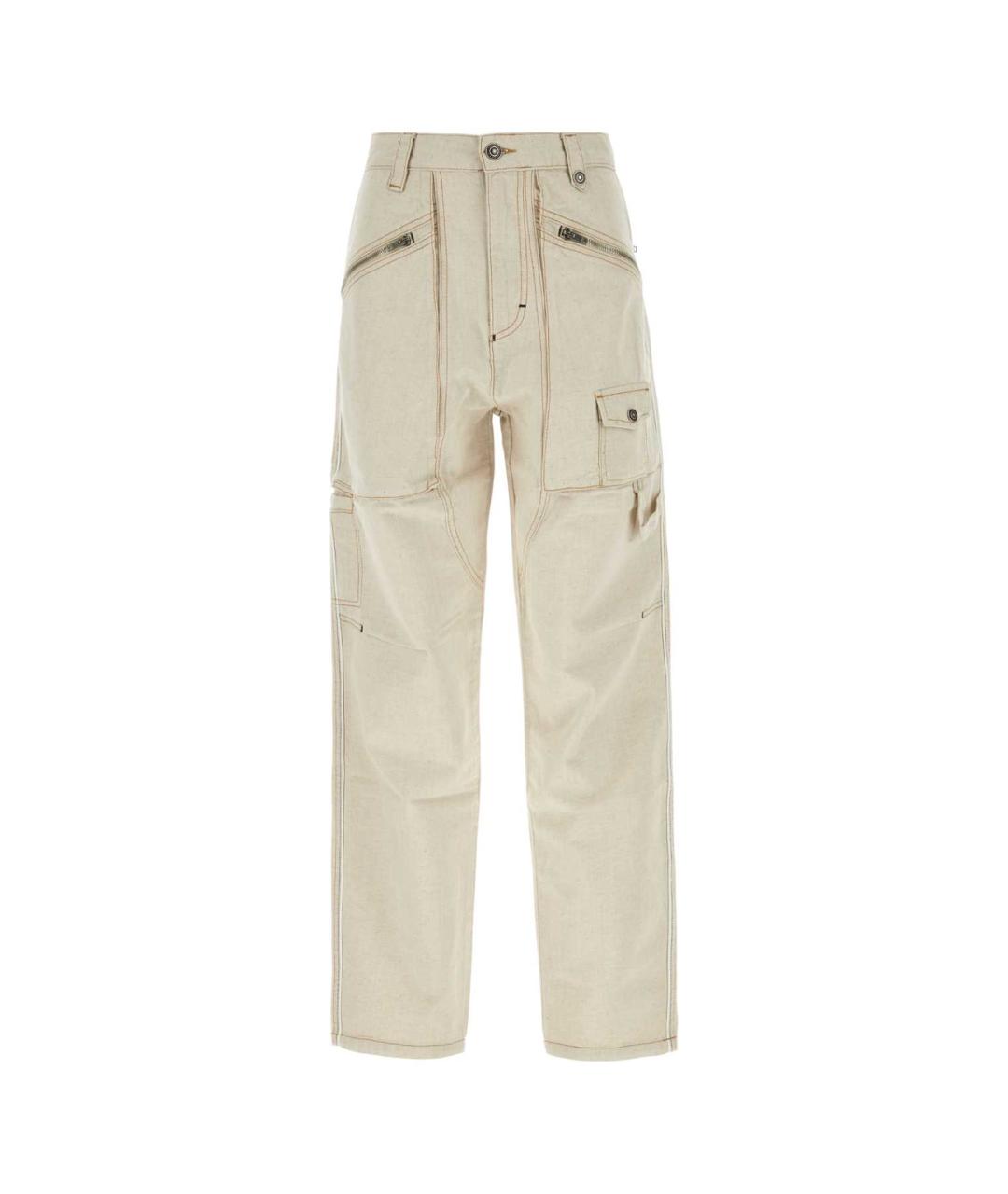 ISABEL MARANT Бежевые хлопковые прямые брюки, фото 1