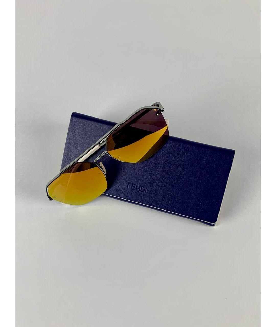 FENDI Оранжевое металлические солнцезащитные очки, фото 7