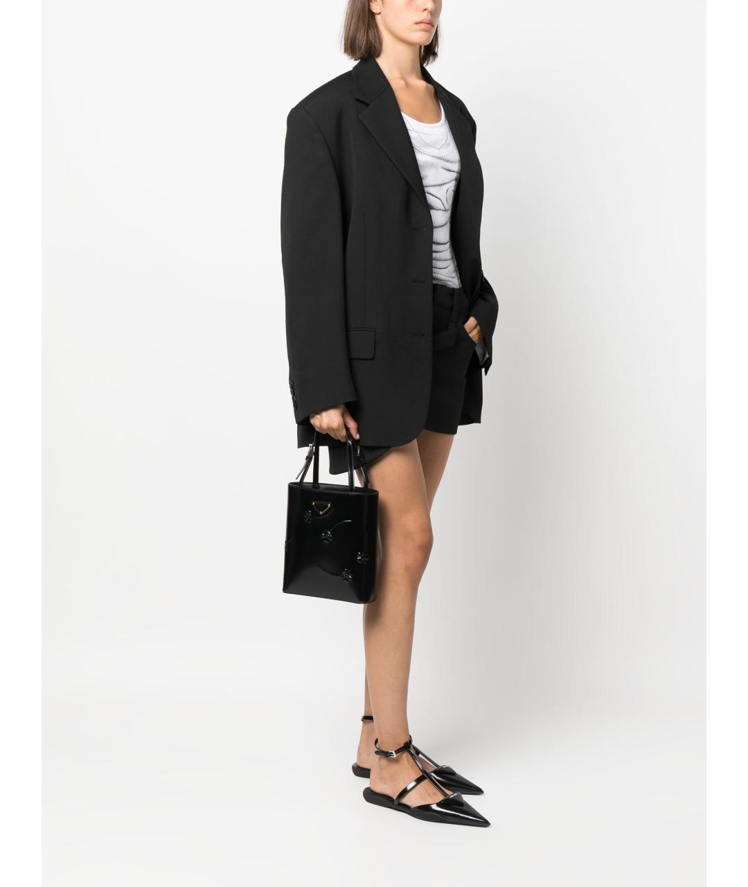 PRADA Черная кожаная сумка с короткими ручками, фото 2