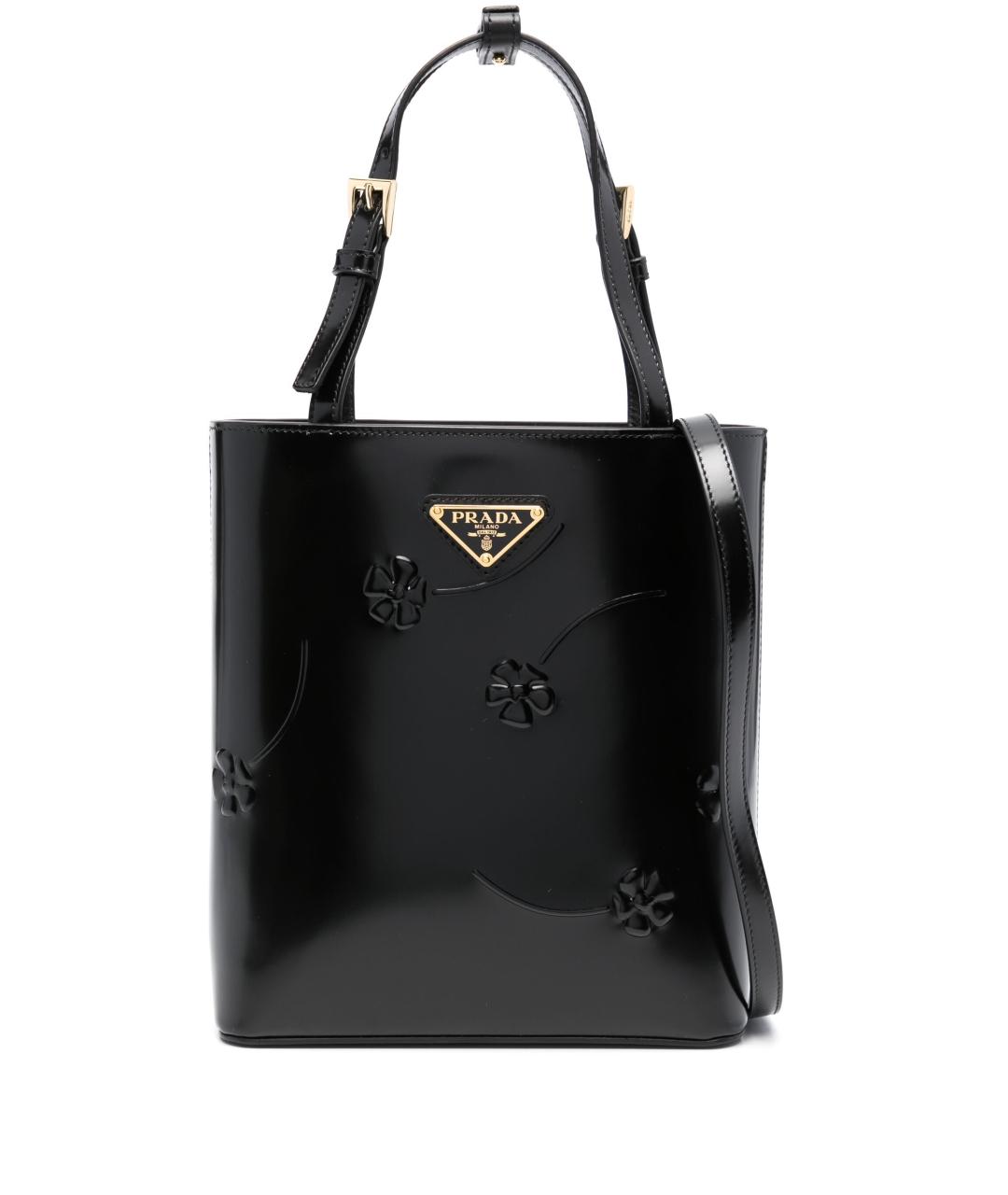 PRADA Черная кожаная сумка с короткими ручками, фото 1