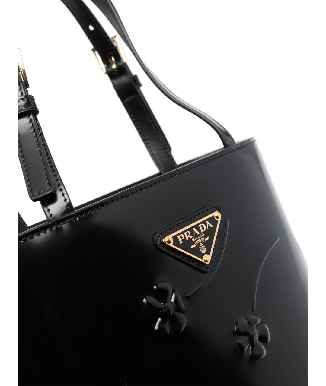 PRADA Черная кожаная сумка с короткими ручками, фото 4