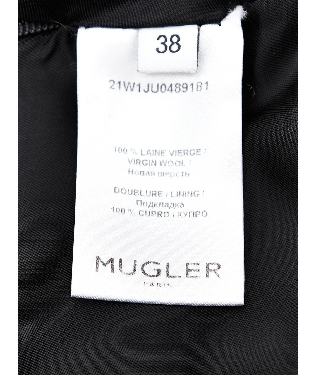 MUGLER Черная шерстяная юбка мини, фото 5