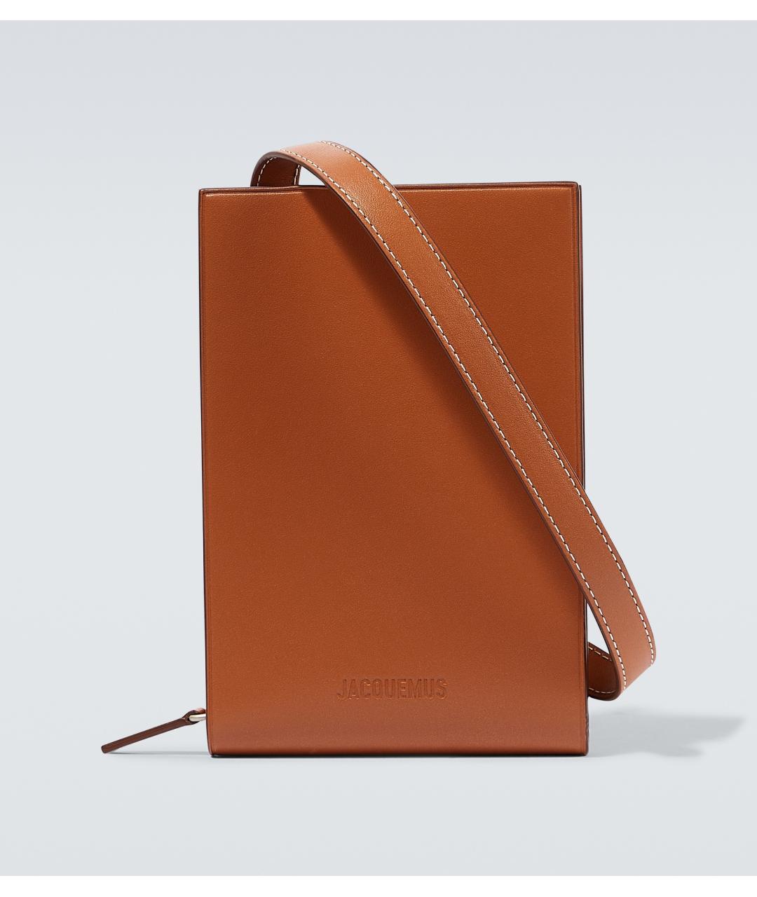 JACQUEMUS Коричневая кожаная сумка на плечо, фото 2