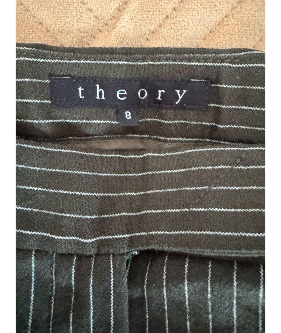 THEORY Хаки шерстяные брюки широкие, фото 4