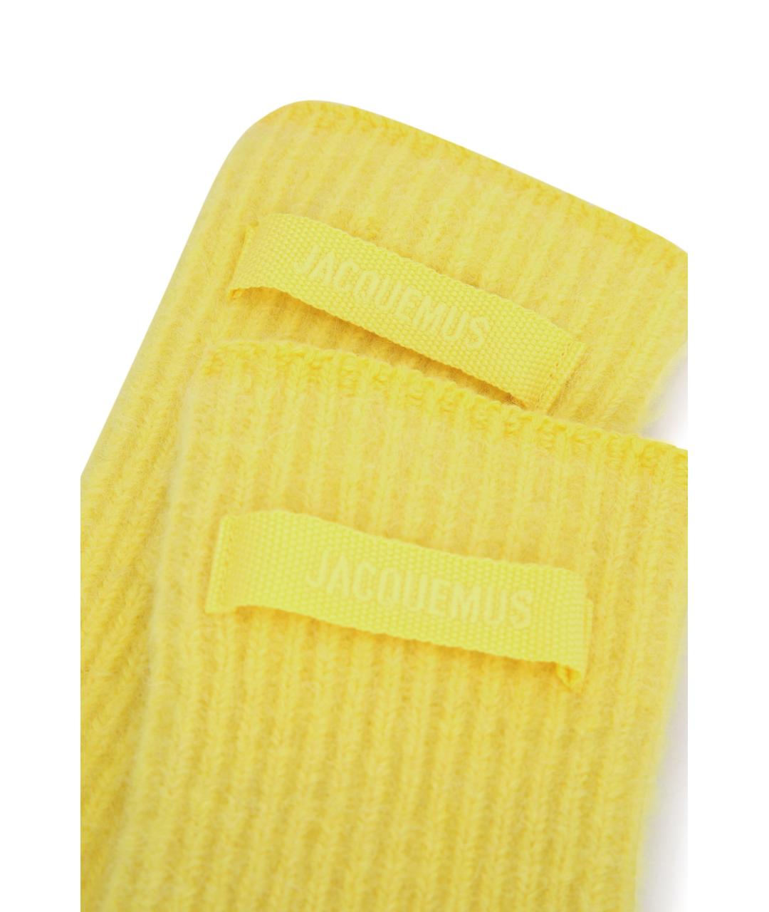 JACQUEMUS Желтые шерстяные перчатки, фото 2