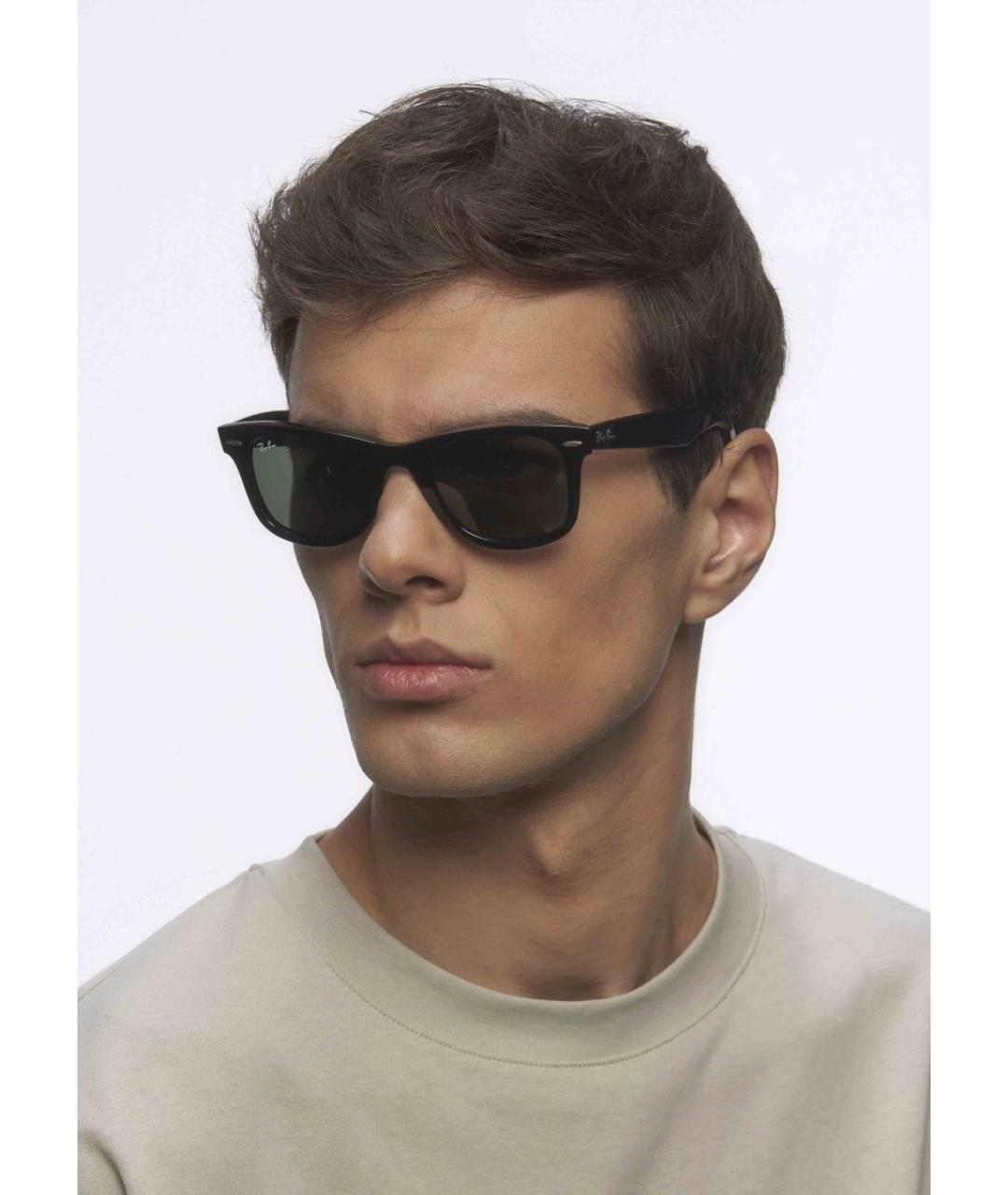 RAY BAN Черные пластиковые солнцезащитные очки, фото 7