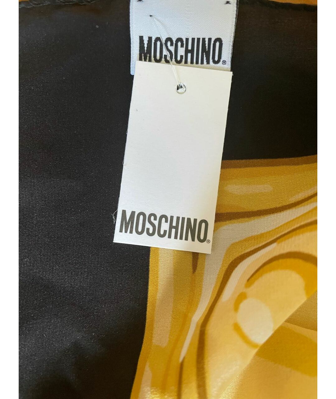 MOSCHINO Желтый шелковый шарф, фото 3