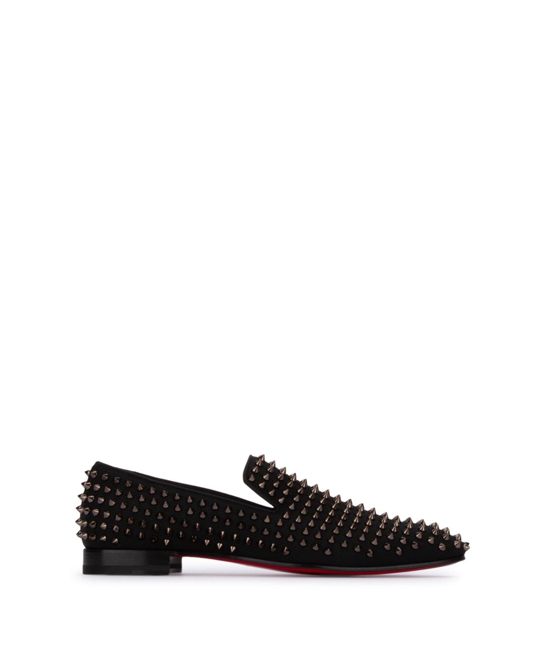 CHRISTIAN LOUBOUTIN Черные текстильные лоферы, фото 1