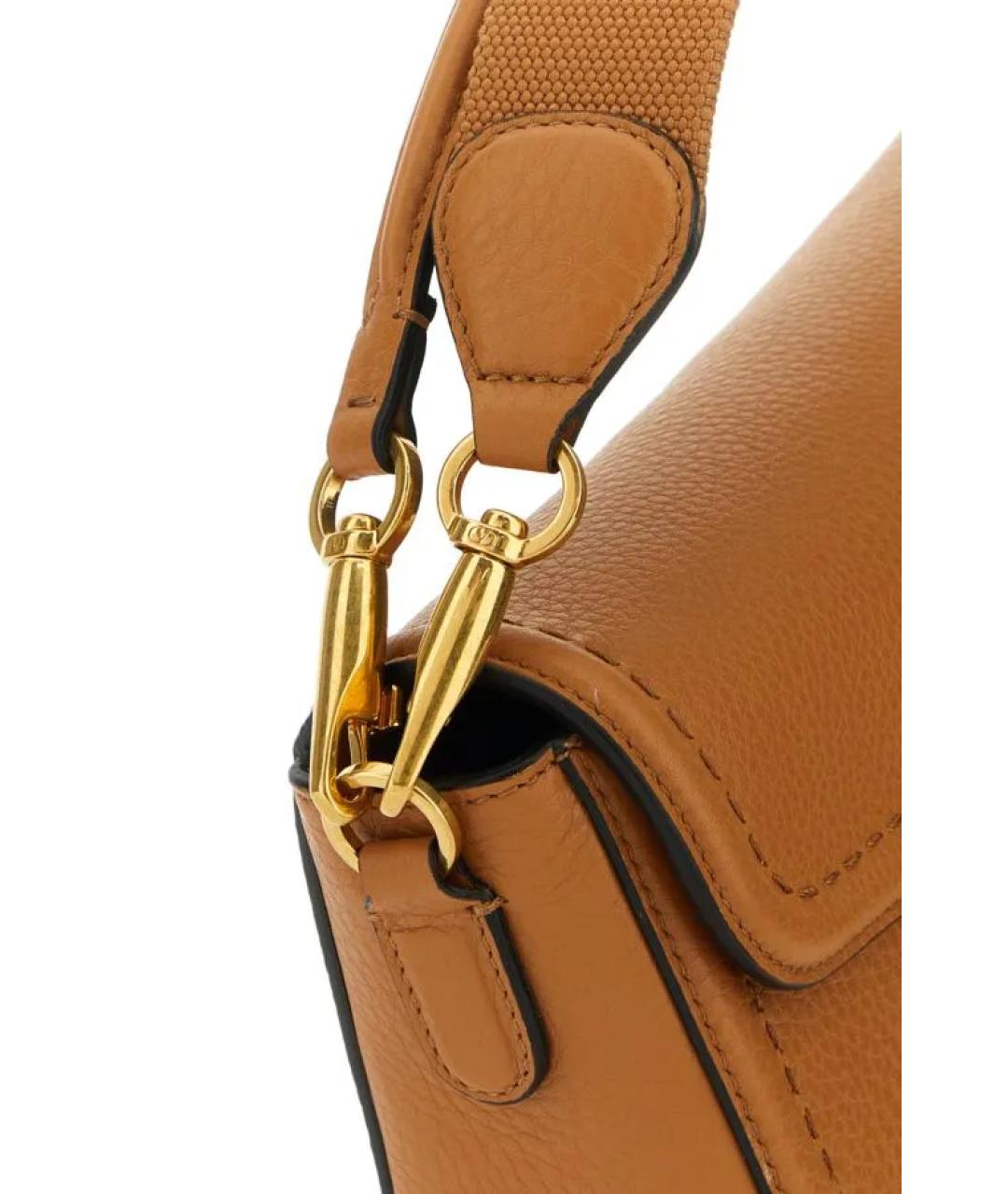 VALENTINO Коричневая кожаная сумка с короткими ручками, фото 4