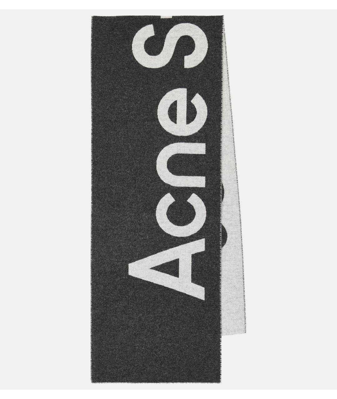 ACNE STUDIOS Серый шерстяной шарф, фото 3