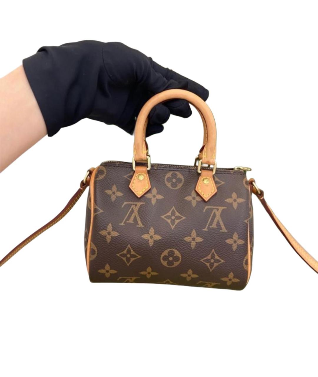 LOUIS VUITTON Коричневая кожаная сумка с короткими ручками, фото 9