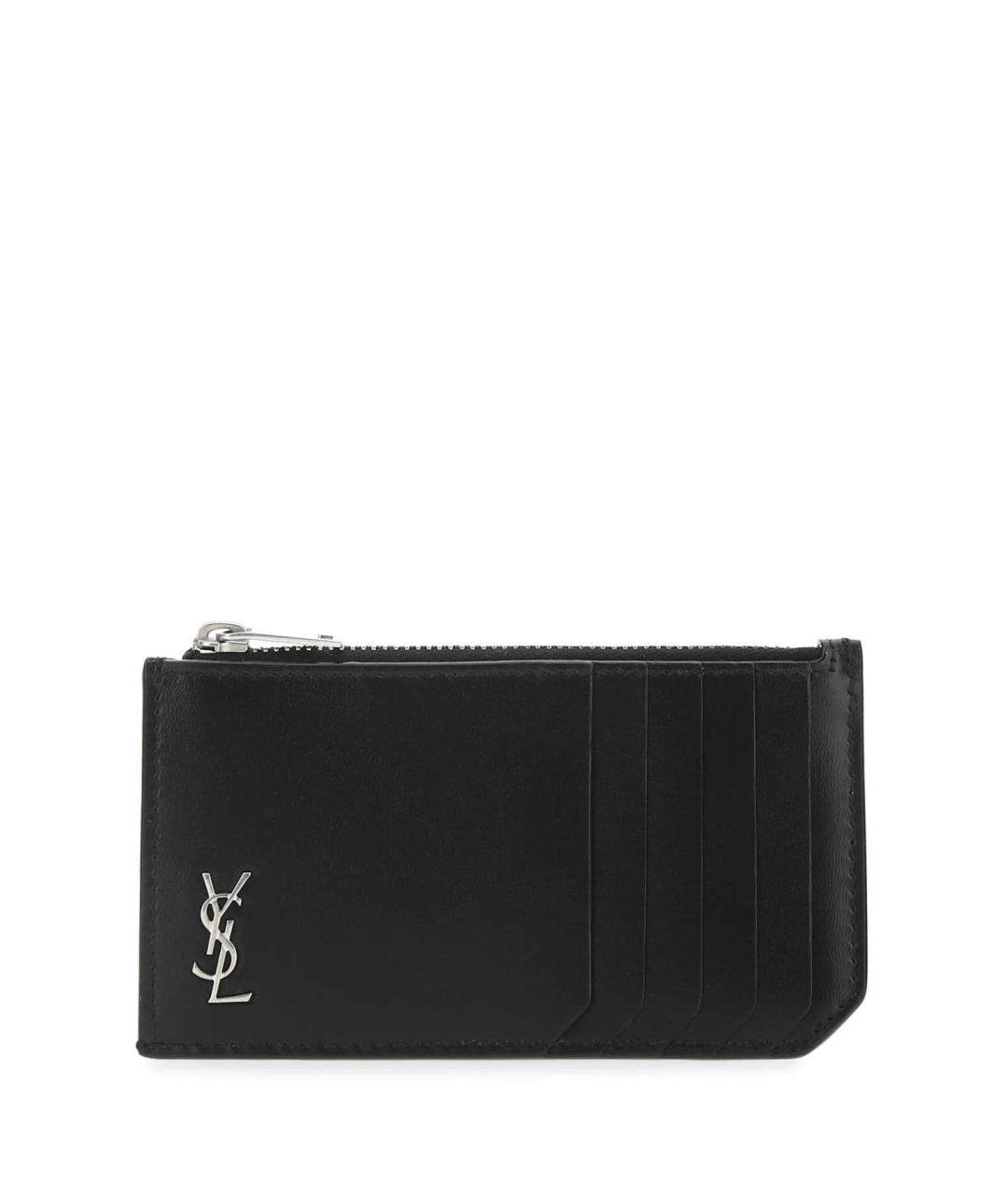 SAINT LAURENT Черный кожаный кардхолдер, фото 1