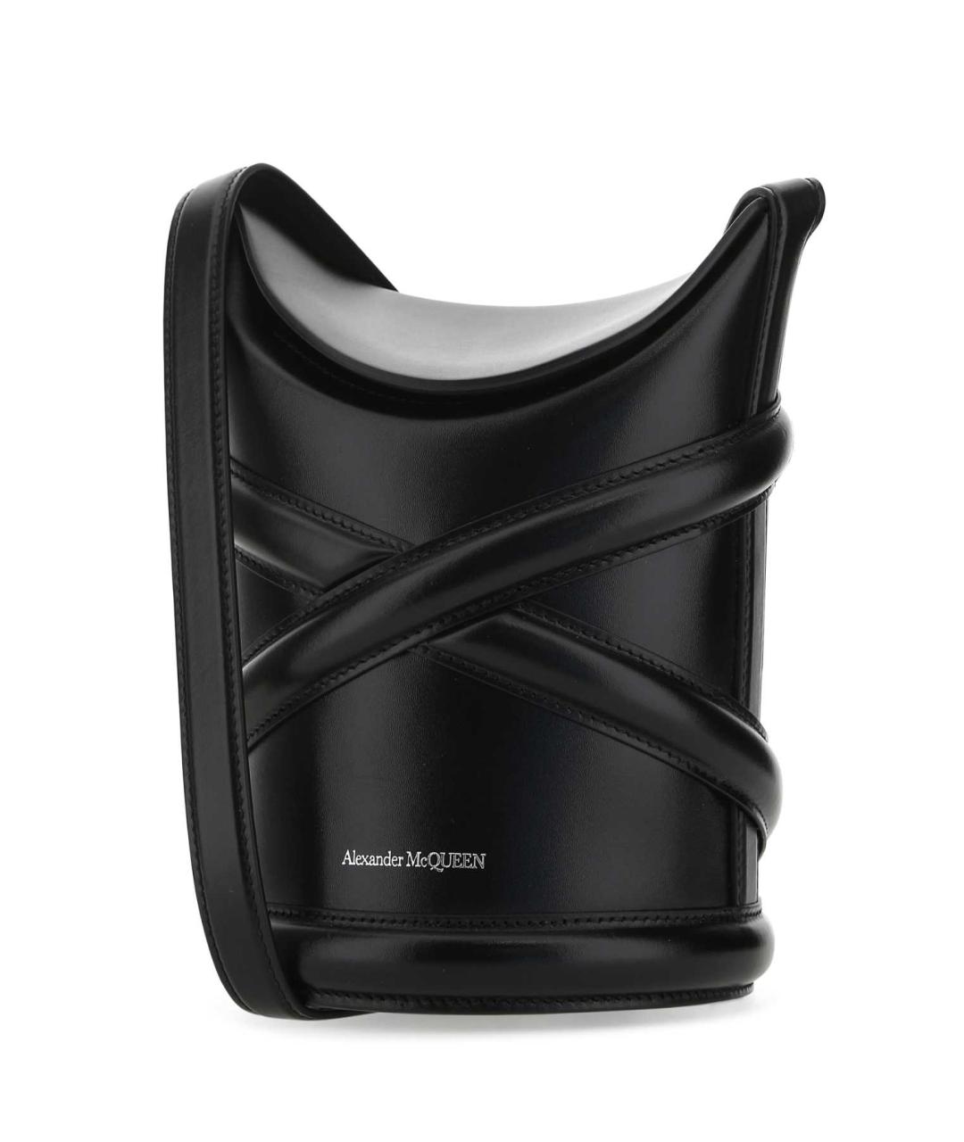ALEXANDER MCQUEEN Черная кожаная сумка через плечо, фото 2