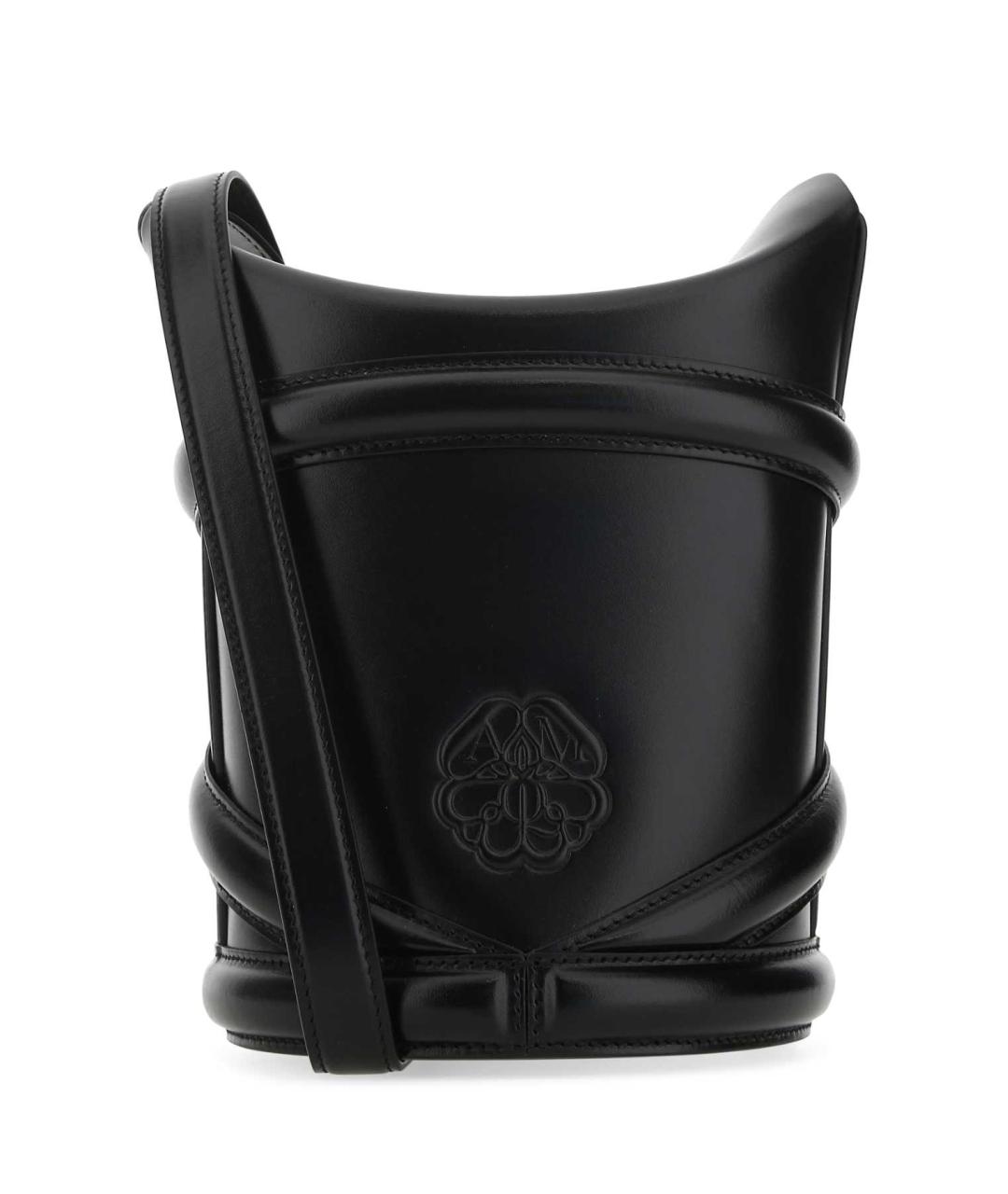 ALEXANDER MCQUEEN Черная кожаная сумка через плечо, фото 3