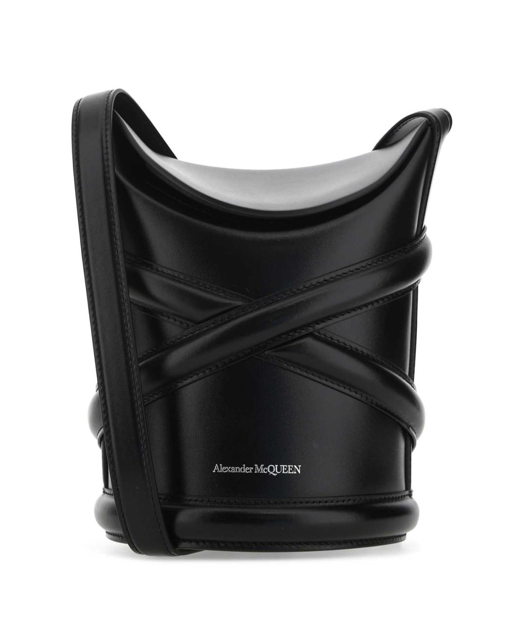 ALEXANDER MCQUEEN Черная кожаная сумка через плечо, фото 1