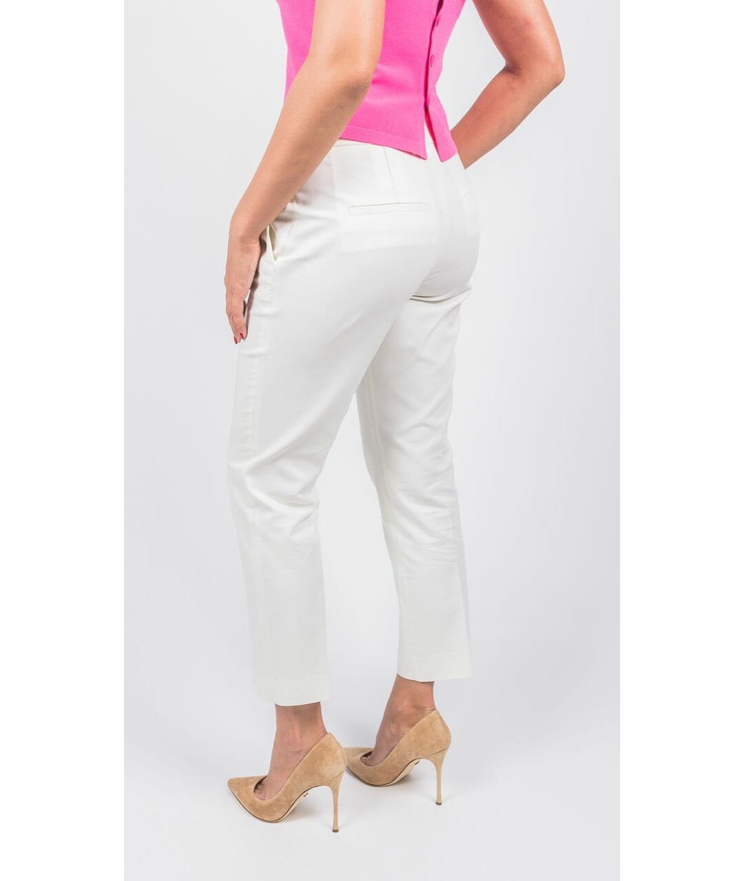 MONCLER Белые хлопко-эластановые брюки узкие, фото 2