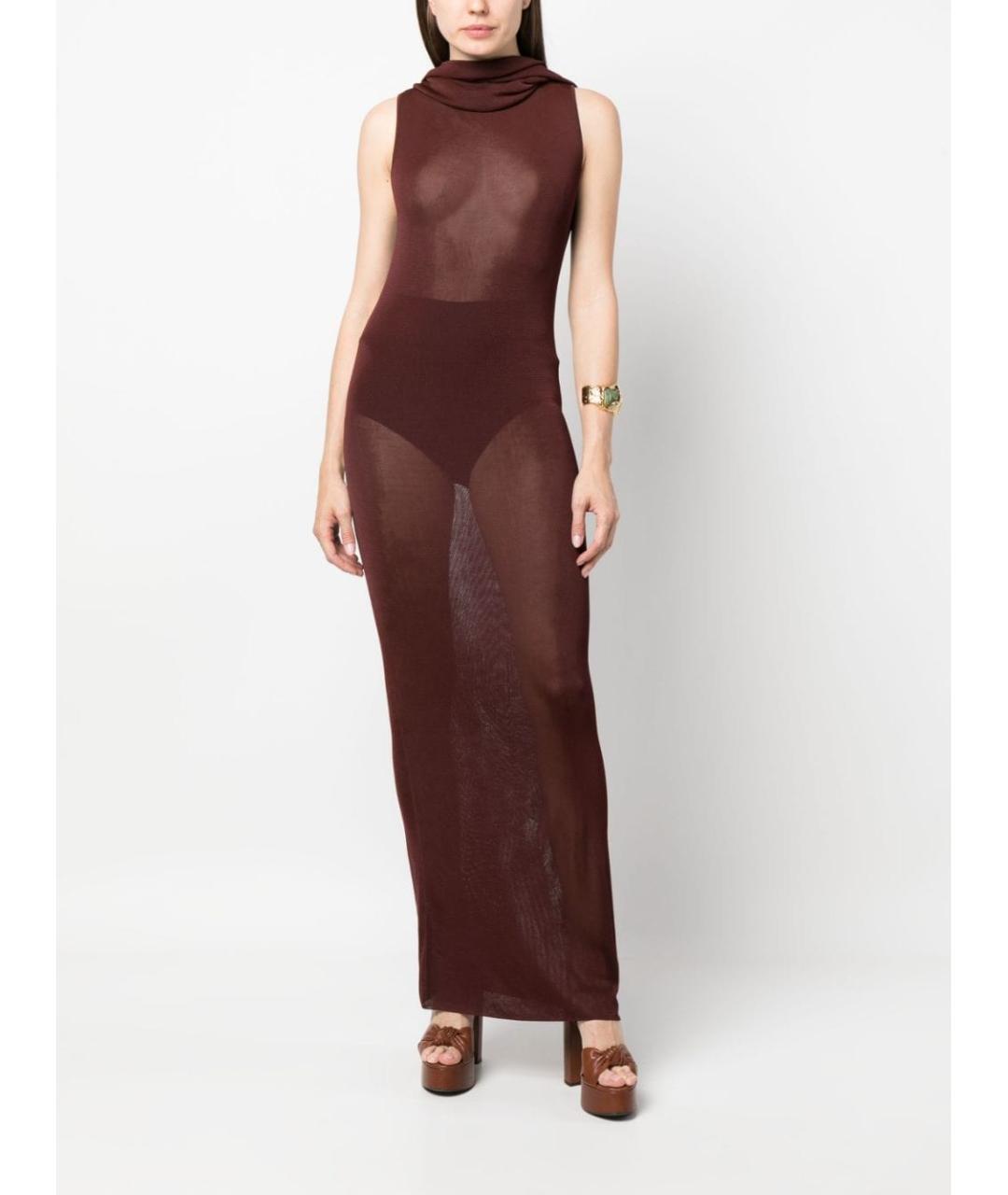 SAINT LAURENT Бордовое вискозное коктейльное платье, фото 3