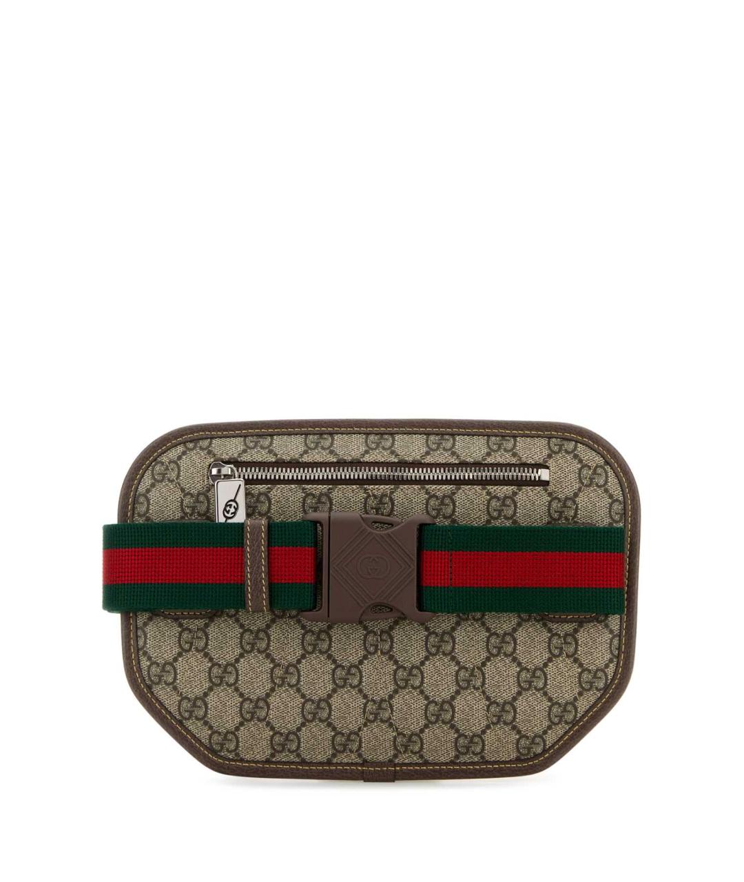 GUCCI Бежевая тканевая поясная сумка, фото 3