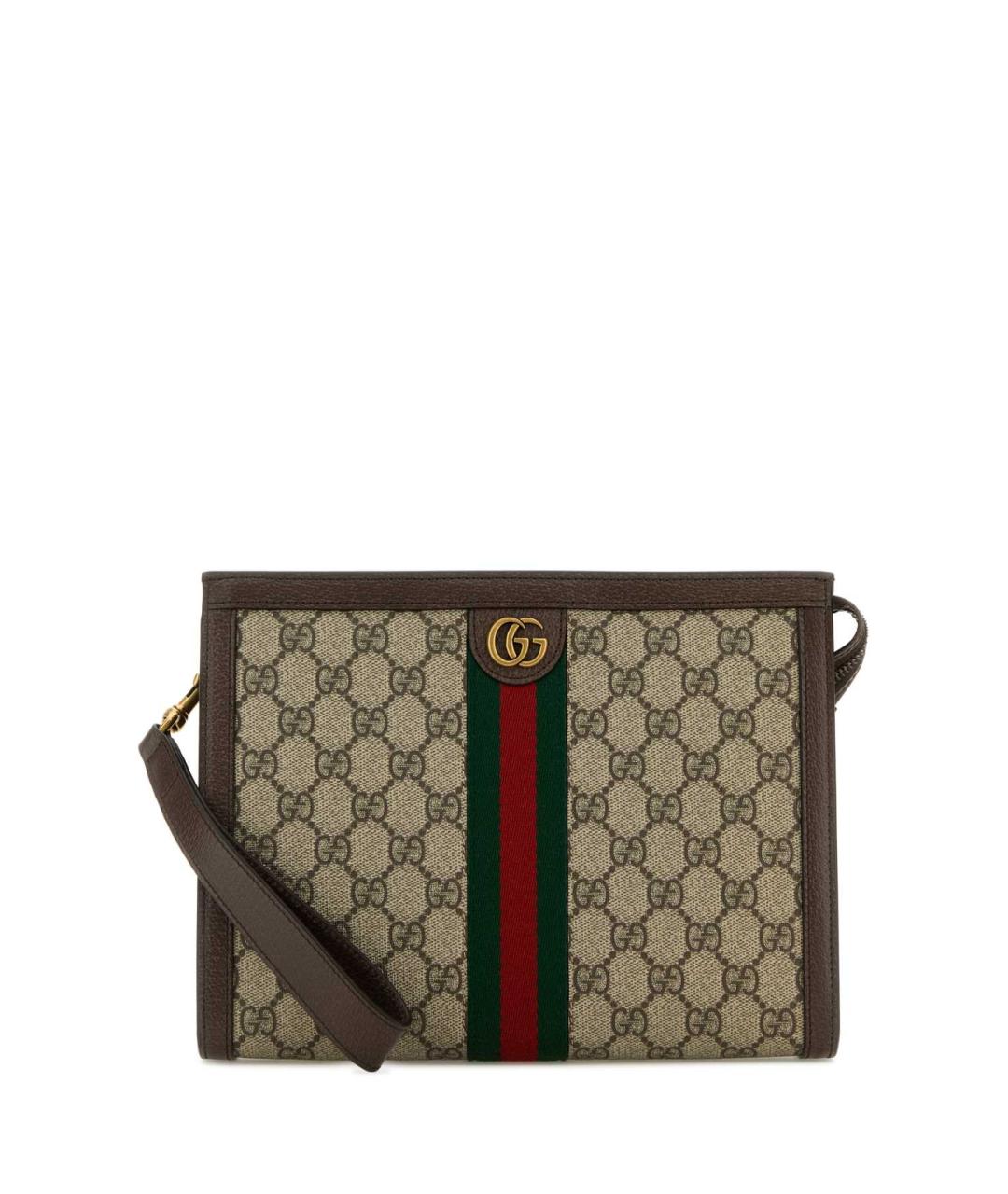 GUCCI Коричневая тканевая барсетка, фото 1