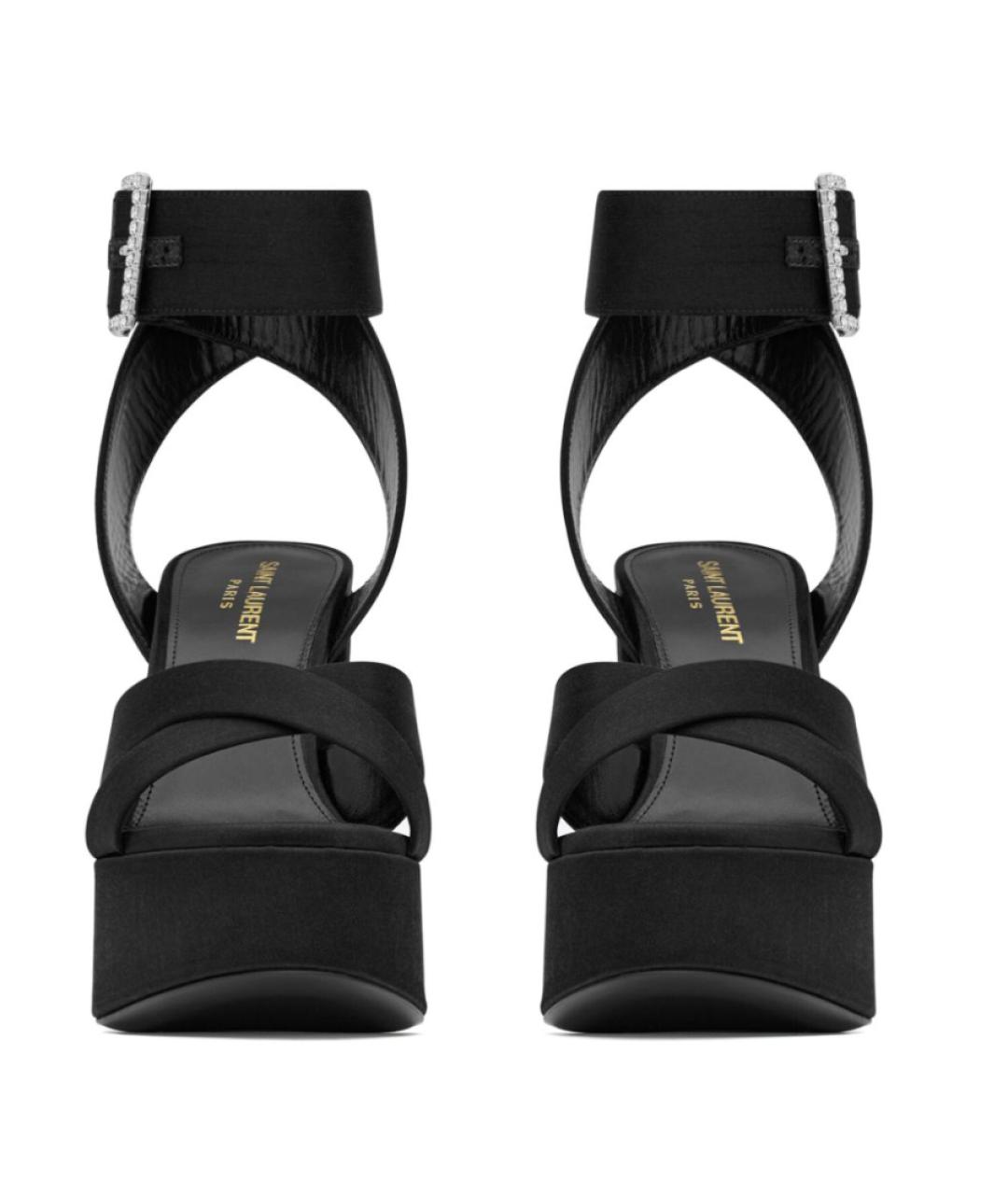 SAINT LAURENT Черные текстильные босоножки, фото 3