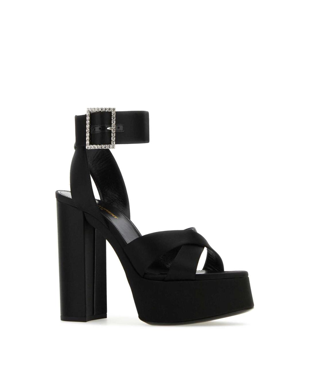 SAINT LAURENT Черные текстильные босоножки, фото 2