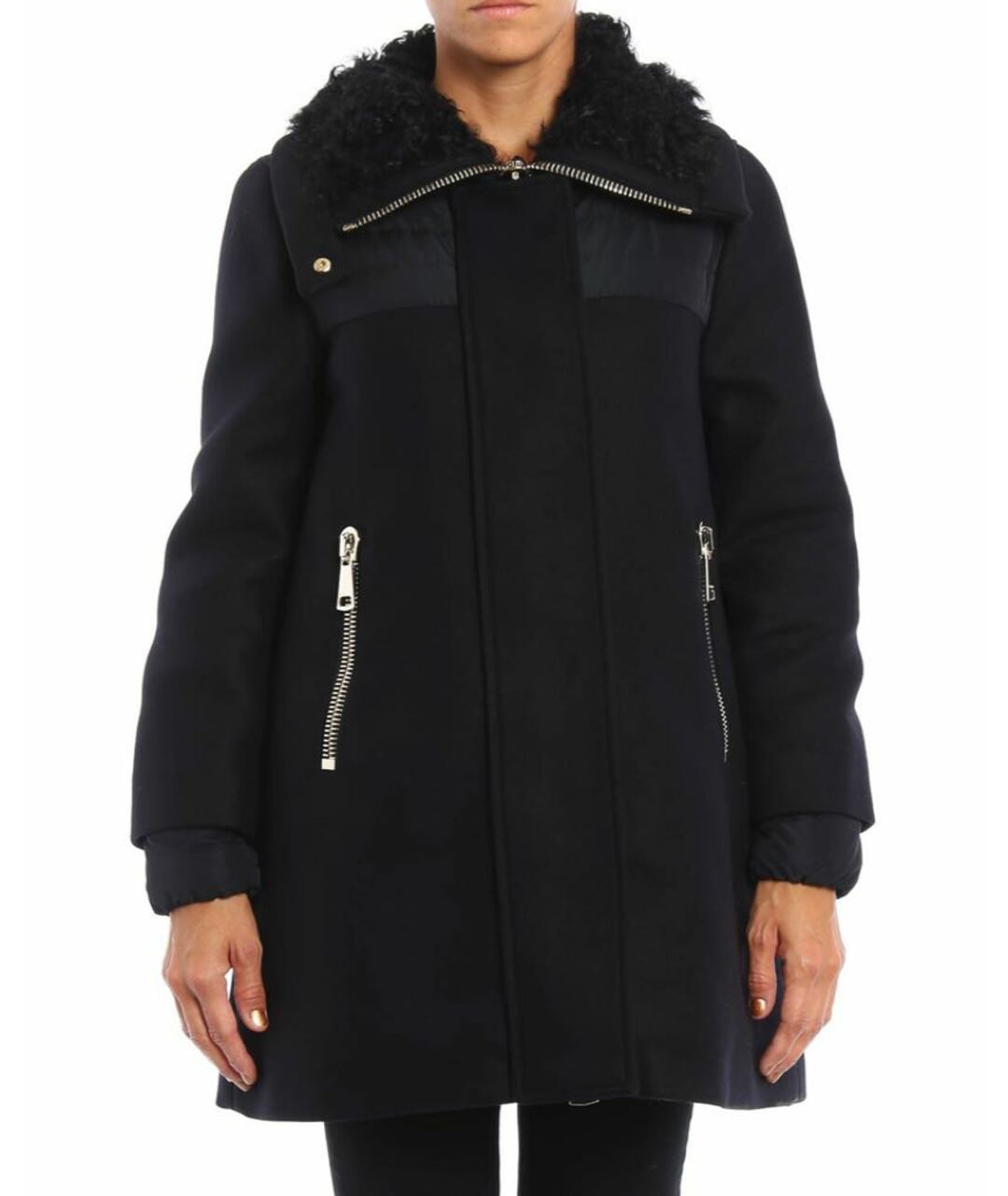 MONCLER Черное шерстяное пальто, фото 2