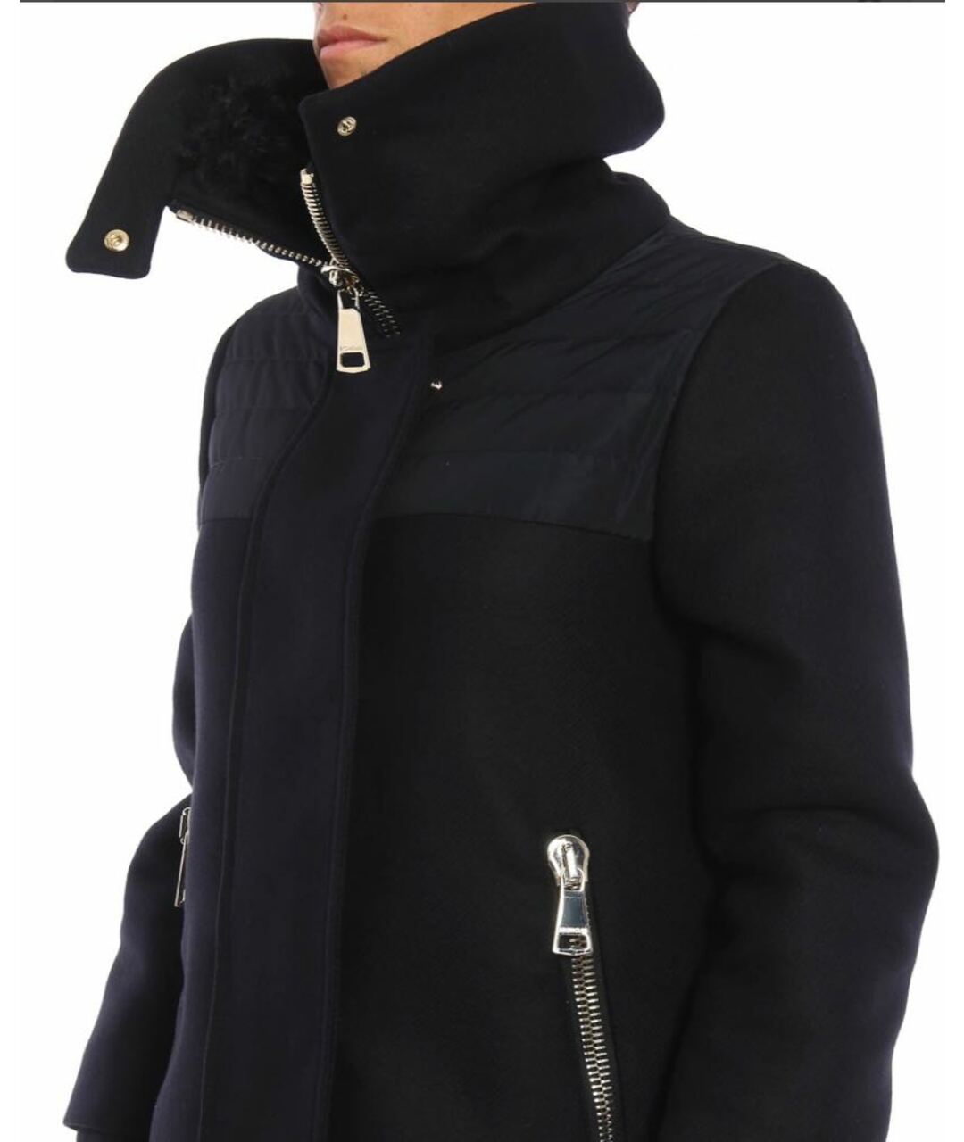 MONCLER Черное шерстяное пальто, фото 5