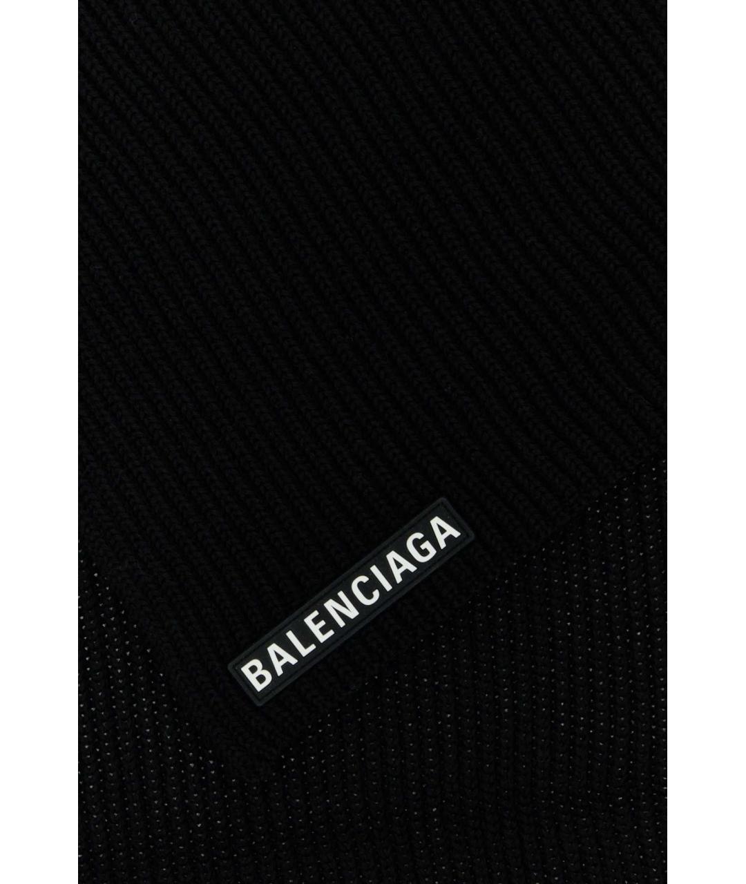 BALENCIAGA Черный шерстяной шарф, фото 2