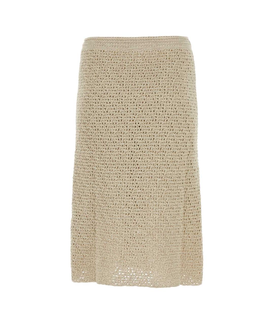 BOTTEGA VENETA Бежевая хлопковая юбка миди, фото 2